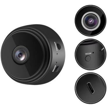 Imagem de Mini Câmera Espiã WiFi 1080p De Segurança Magnética Sem Fio Casa Inteligente Bateria 150mAh De emergencia Suporta Cartão 128GB Base 360° Acessórios e Carregador USB