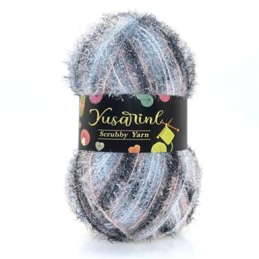 Imagem de Fio de poliéster esfoliante brilhante cordão brilhante textura arenosa 100 g, fio versátil e durável para crochê, tricô, panos de prato artesanais, projetos faça você mesmo, gatinho