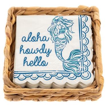 Imagem de Karma, Porta-guardanapos de coquetel de tecido para mesa e cozinha – Dispensador de guardanapos plano Boho para jantar em casa e ao ar livre, porta-guardanapos de papel, Aloha Howdy