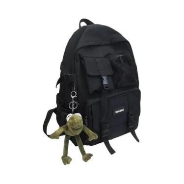 Imagem de Mochila Escolar Feminina Antifurto De Nylon Preta 2024 Casual Para Via