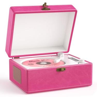 Imagem de Leitor de CD vintage com alto-falantes Bluetooth, caixa de música Time, leitor de CD portátil retrô para reprodutor de música doméstica, conector de fone de ouvido, reprodução USB e AUX, reprodutor de