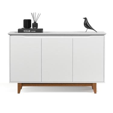 Imagem de Buffet Flow 3 Portas Prateleira Interna Organizadora Cantinho Café Decoração Sala Jantar Cozinha Branco - Lojas RPM