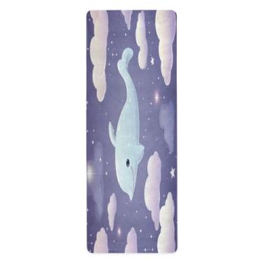 Imagem de Wassud Baleias e Nuvens Tapete de Yoga Dobrável Tapete de Exercício Antiderrapante Ginásio Tapete de Treino para Mulheres e Homens Pilates Tapete Fitness com Bolsa de Armazenamento 180 cm x 66 cm