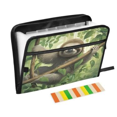 Imagem de Wassud Sloth in Search Organizador de arquivos sanfonado de 13 bolsos com abas e adesivos, organizador de pastas de documentos de recibo de papel tamanho carta A4 para viagens de escritório