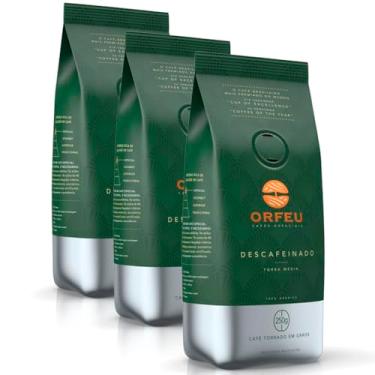 Imagem de Café em Grãos Premium Orfeu Descafeinado Kit 3 Pacotes 250g