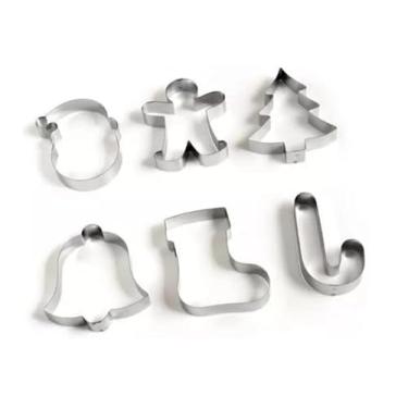 Imagem de Jogo Cortador Natalino 6 Peças Inox P/Massas E Biscoitos N6