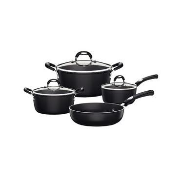 Imagem de Jogo de Panelas Tramontina 4 Peças Mônaco Induction em Alumínio com Revestimento Antiaderente Starflon Premium Preto