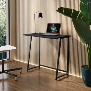 Imagem de Mesa/escrivaninha dobrável, ideal para escritórios e estudos. (Preto/preto)
