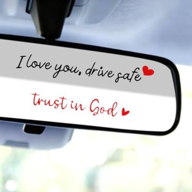 Imagem de Goktvai 5 Autocolantes para Espelho Retrovisor Amo-Te Conduz em Segurança Confia em Deus, Engraçados Autocolantes Cristãos Automóveis para Homens e Mulheres (Preto, Vermelho)
