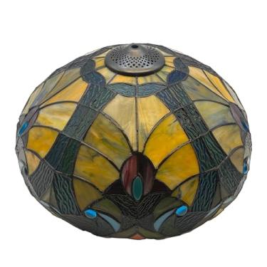 Imagem de Cúpula de vidro barroco de 40 cm (16 polegadas), compatível apenas com abajures de vitral estilo Tiffany, cúpula elegante em mogno estilo campestre retrô para luminária de mesa, luminária de
