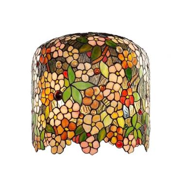 Imagem de Cúpula de Abajur Tiffany de Reposição, Apenas Cúpulas de 35 cm (14 Polegadas) em Vitral com Flores de Maçã, Capa Vintage Artesanal com Flores para Abajur de Mesa, Abajur de Chão, Luminária d