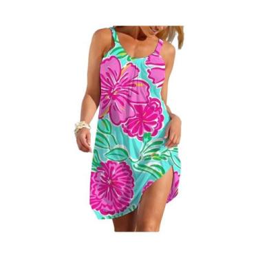 Imagem de Vestido Slip Étnico Boho Feminino Casual De Verão Saia Solta Para Uso 
