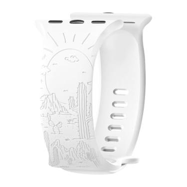 Imagem de Pulseira de relógio de silicone macio esculpida em cacto, compatível com Apple Watch série 11 10 9 8 mm, 42 mm, 44 mm, 45 mm, 46 mm, 49 mm, para iWatch séries 11 10 9 8 7 6 5 4 SE, ultra homens wom