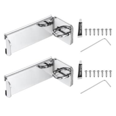 Imagem de PATIKIL Pacote com 2 trincos de ferrolho de porta, fecho de cadeado de ângulo reto de 90 graus, trava de segurança com parafusos para armário de jardim e galpão, tom prateado