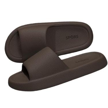 Imagem de Sapato de chuveiro antiderrapante para homens e mulheres, bico aberto, secagem rápida, chinelos leves para dormitório, casa de banho, uso ao ar livre, Cáqui profundo, 36