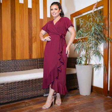 Imagem de Vestido Longo Plus Size Cátia Moda Evangélica Feminina - Miss Flower, 