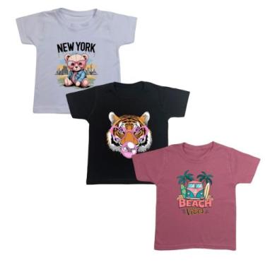 Imagem de Blusa T-shirt Infantil Verão Estampa Blogueira 3 Peças Kids - Mini Div