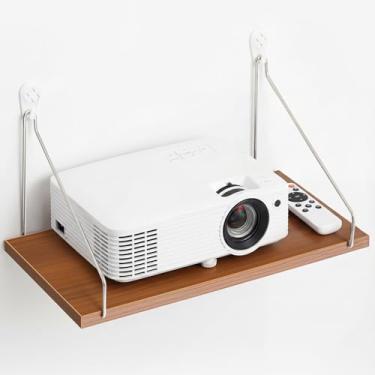 Imagem de CroBlissful Prateleira de projetor para roteador de modem de parede com roteador de prego sem costura para montagem na parede, modem cabo, caixa sob TV, suporte flutuante acessórios (30 x 15 cm, cor