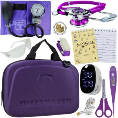 Imagem de Kit Enfermagem Super Luxo Maleta Exclusiva Completa - Love Saude, ROXO