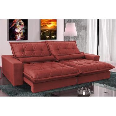 Imagem de Sofá Retrátil E Reclinável 3,12m Com Molas Ensacadas Cama Inbox Soft Tecido Suede Vermelho
