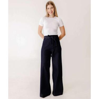 Imagem de Calça Jeans Pantalona Feminina Clochard-13013 - Vide Bula, 40, Jeans a