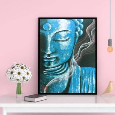 Imagem de Quadro Decorativo Buda ul 24X18Cm Com Vidro Madeira Preta - Quadros On