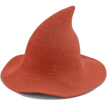 Imagem de Chapéu de bruxa Leuceiy de lã de Halloween para mulheres de aba larga