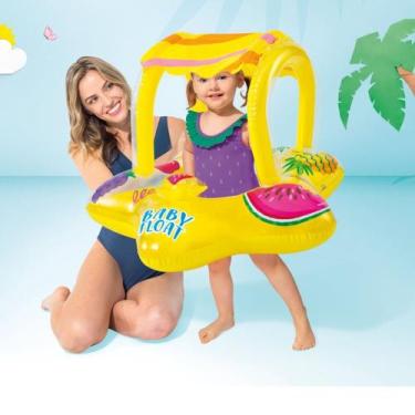 Imagem de Boia Inflável Baby Bote com Cobertura Solar e Assento para Bebê até 15