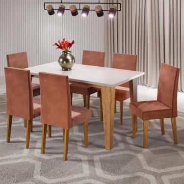 Imagem de Mesa De Jantar Retangular Viero Milão Com 6 Cadeiras Vênus Mel-blonde-terracota