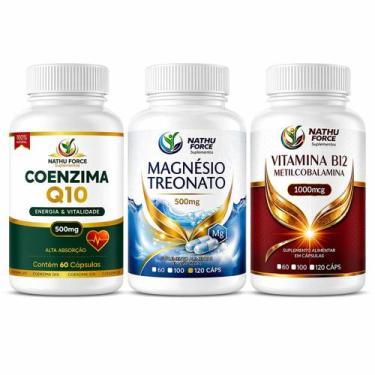 Imagem de Kit Magnésio Treonato, B12 Metilcobalamina, Coenzima Q10  Força e Ener