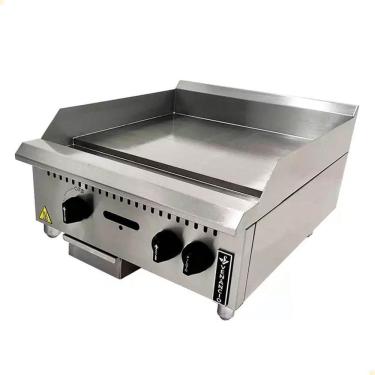 Imagem de Chapa A Gás Industrial De Mesa Venâncio Aço Inox Manual 60cm Prime 19mm Profissional Pcm060g-me