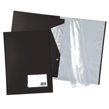 Imagem de Pasta Catálogo 1/4 Preta Pequena 2 furos Com 25 Envelopes - acp
