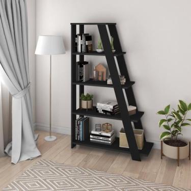 Imagem de Estante de Livros 82CMX134CM Escada Multiuso 5 Prateleiras Preto Artan