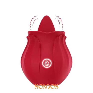 Imagem de Massageador com língua formato rosa recarregável - YAFFA