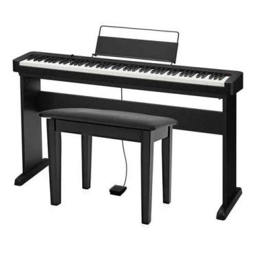 Imagem de Piano Digital Casio CDP-S160 Preto + Estante CS-46 + Banqueta Comparti