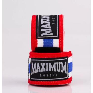 Imagem de Par Bandagem Maximum Muay Thai 3 Metros Boxe Kickboxing COLORS, Vermel