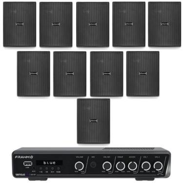 Imagem de COMP Kit Som Ambiente Academias Lojas e 10 Caixas Frahm Preta 60 W