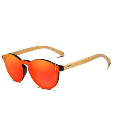 Imagem de Óculos de Sol Kingseven Retro Hastes de Madeira Clara com Proteção Uv400 (Laranja)