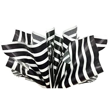 Imagem de Papel para lenço de presente 50,8 cm x 76,2 cm - 24 folhas, Black Stripe, 20"x30"