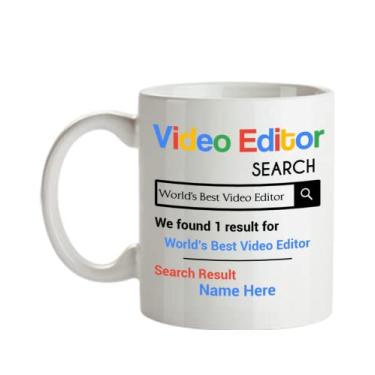 Imagem de Caneca de edição de vídeo personalizada - Presentes de editor de vídeo personalizados - com editor de vídeo - Personalizado com o seu nome do editor de vídeo - Caneca de café de 445 ml