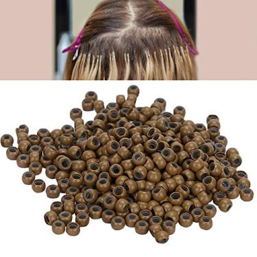 Imagem de Miçangas de extensão de cabelo, anel de extensão de cabelo, sem danos, microanéis, contas, extensão de cabelo, contas para mulheres, extensões de cabelo pequenas, ferramentas de estilo de cabelo (8# branco escuro)