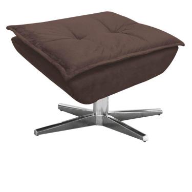 Imagem de Puff Decorativo Sala de Estar Base Giratória Cromada Opla Suede Marrom - Ibiza