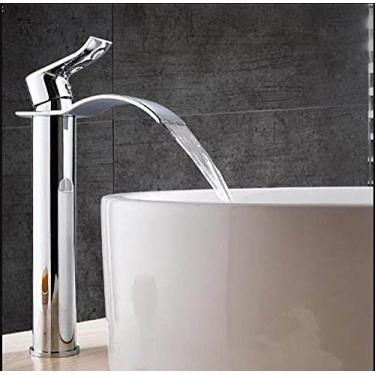 Imagem de Torneira da bacia ouro e branco torneira cascata de bronze torneira do banheiro torneira do banheiro torneira misturador torneira quente e fria torneira da pia, cromo alto, China