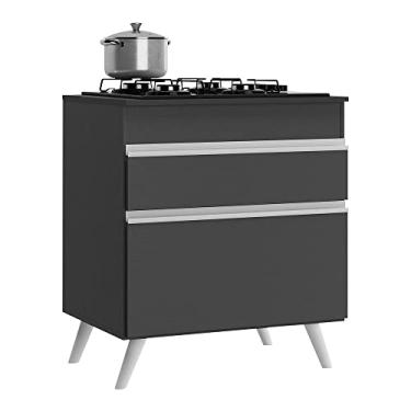 Imagem de Balcão Cozinha para Cooktop 70 cm 1 Porta 1 Gaveta Veneza Multimóveis Mp3706.898 Preto/branco