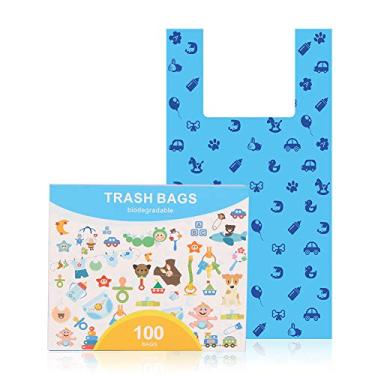 Imagem de Bolsa de cocô para cachorro 100 unidades Biodegradável | Sacos de lixo para cães, sem aroma com alças fáceis de amarrar, sacos de cocô para cães, ecológicos, à prova de vazamento, fácil de abrir, 7,3 x 14,5 polegadas