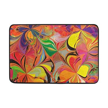 Imagem de Capacho floral colorido da Alaza, 40 x 60 cm, sala de estar, quarto, cozinha, banheiro, tapete estampado, exclusivo, leve