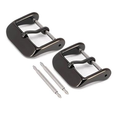 Imagem de Pacote com 2 pulseiras de relógio, fivela de substituição, fecho de pulseira de relógio Wellfit, escolha de cor e tamanho, acabamento em PVD a vácuo, Preto, 22mm