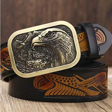 Imagem de 120 cm Cintos de couro genuíno masculino águia totem cobre fivela lisa cinto retrô cinto masculino