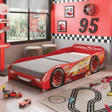 Imagem de Cama Infantil Carros Disney Plus Pura Magia Para Colchão 188 x 88 Vermelho/Preto