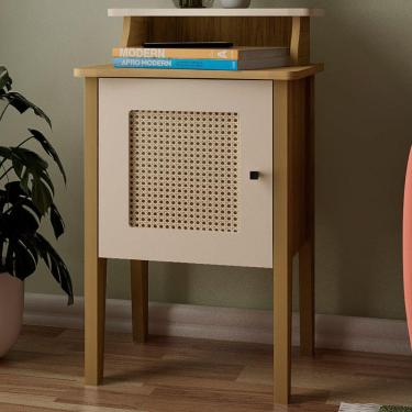 Imagem de Mesa De Canto Charlotte 1 Porta 100% Mdf Carvalho/off White - Artely Móveis